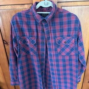 Pendleton Men's Casual Red and Blue Checkered Shirt Sz M